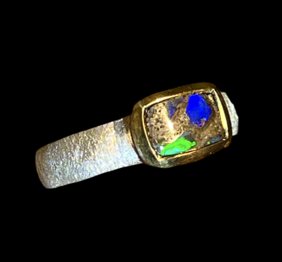 Boulder Opal Pfauengrün Ring