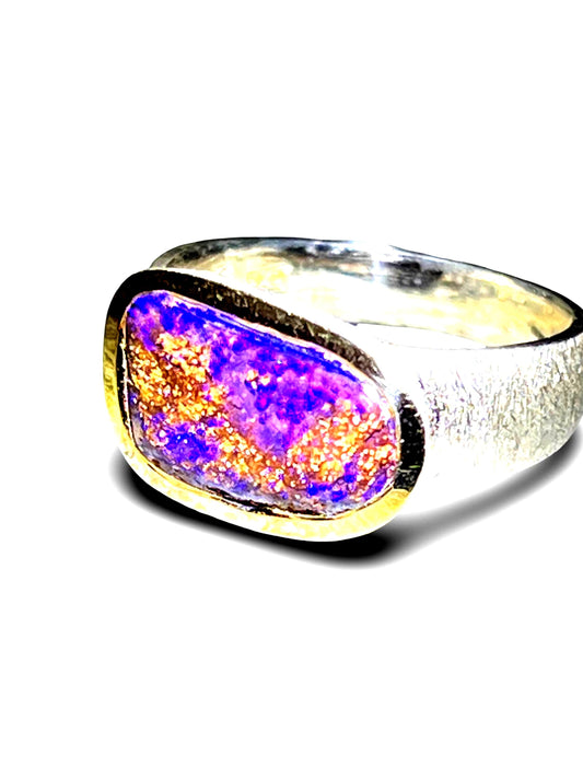 Queensland OpalTagespreis in 18kt Goldvermeil Fassung im Sterlingsilber Ring
