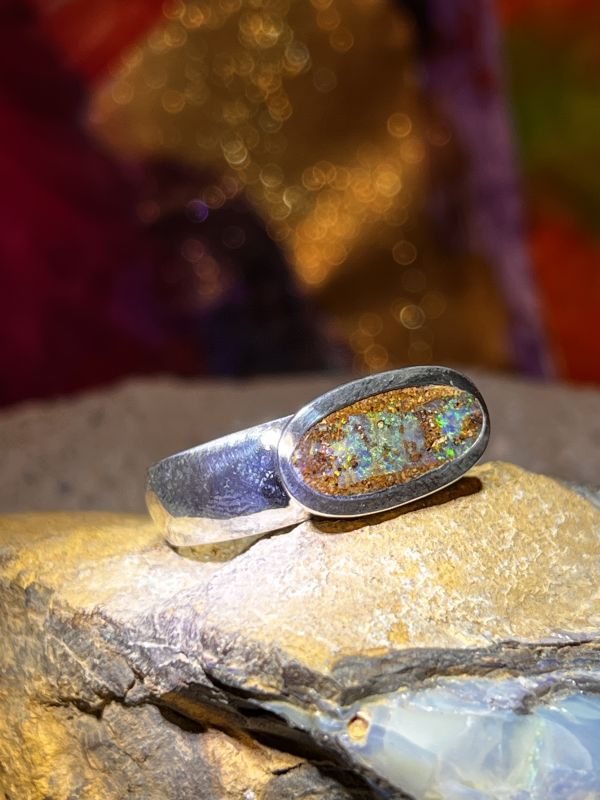 Herren Boulder Opal Ring Irische Spur in Silber