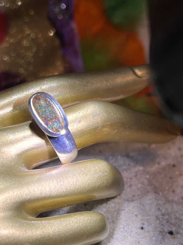 Herren Boulder Opal Ring Irische Spur in Silber