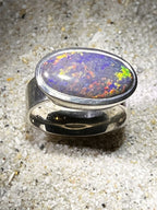 Graue Eminenz großer Boulder Opal Ring in Silber