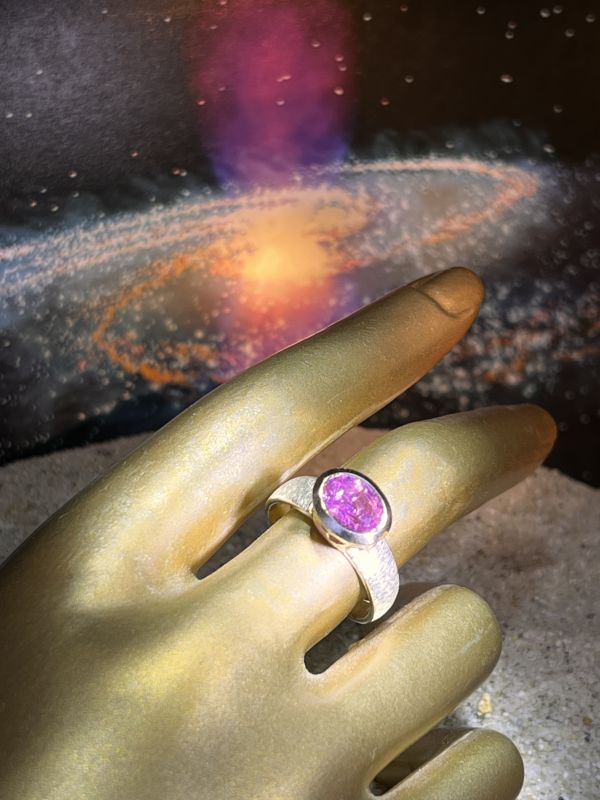 Rubellit Turmalin Ring in Silber mit vergoldeter Fassung