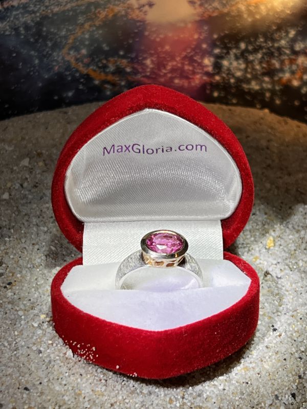 Rubellit Turmalin Ring in Silber mit vergoldeter Fassung