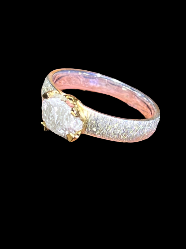 Weißer Rohdiamant Ring