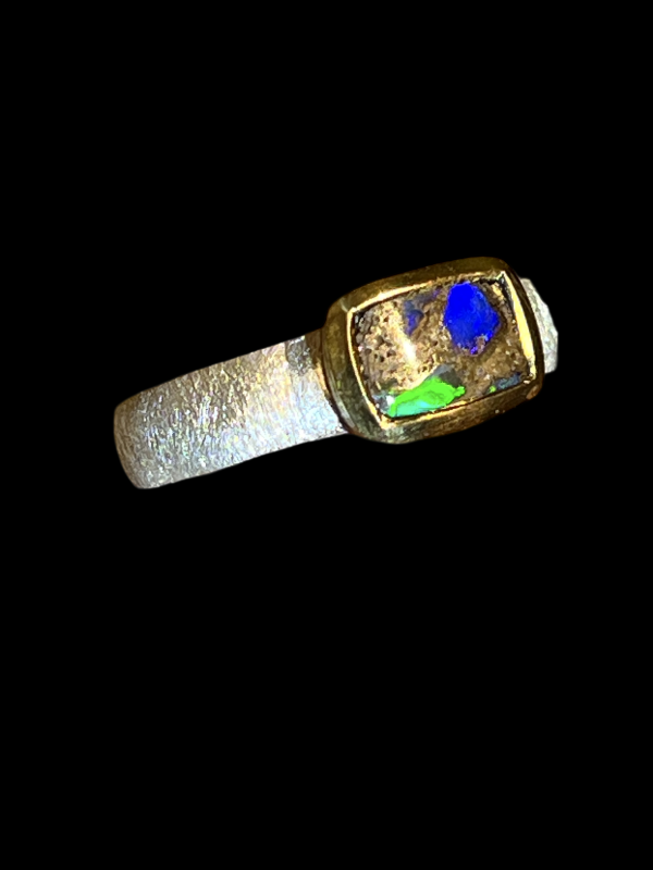 Boulder Opal Pfauengrün Ring