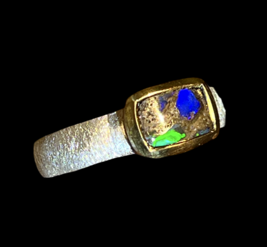 Boulder Opal Pfauengrün Ring