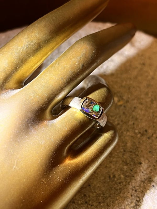 Boulder Opal Pfauengrün Ring