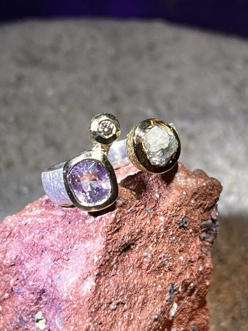 Insel der Liebe Turmalin und Rohdiamant Ring