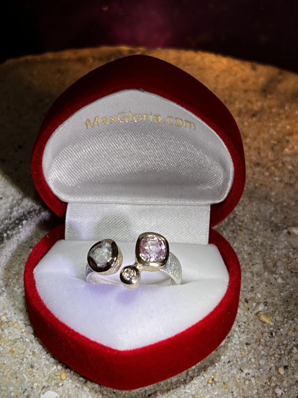 Insel der Liebe Turmalin und Rohdiamant Ring