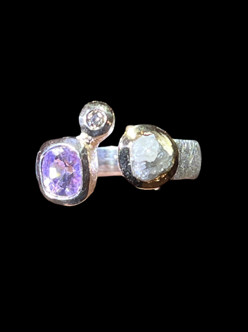 Insel der Liebe Turmalin und Rohdiamant Ring