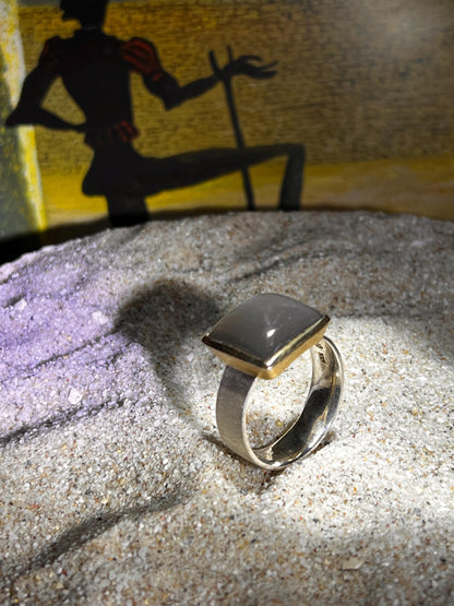 Natürlicher Mondstein Herrenring Unisex Ring