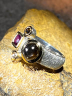 Sternschwarzsaphir Amethyst Sterlingsilber Goldvermeilfassung 5micron dick