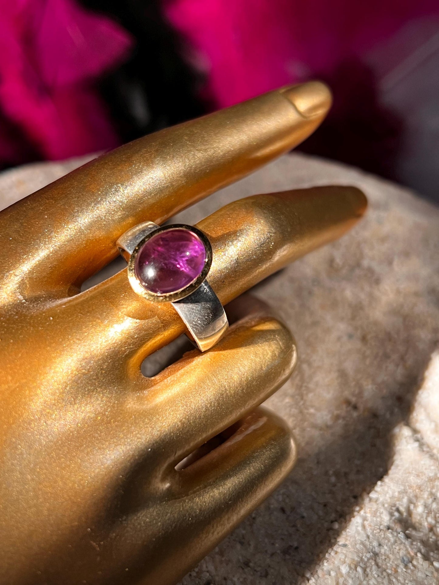 Violett Phantasie Ring in Silber mit teilvergoldeter Fassung