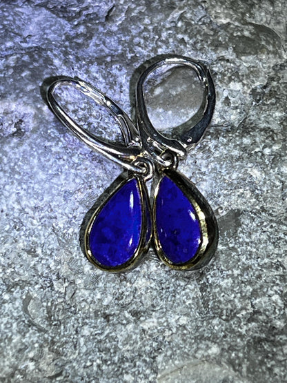 Wochenend Preis  Lapis Lazuli Sterligsilber Ohrringe in 18kt Goldvermeil Fassung
