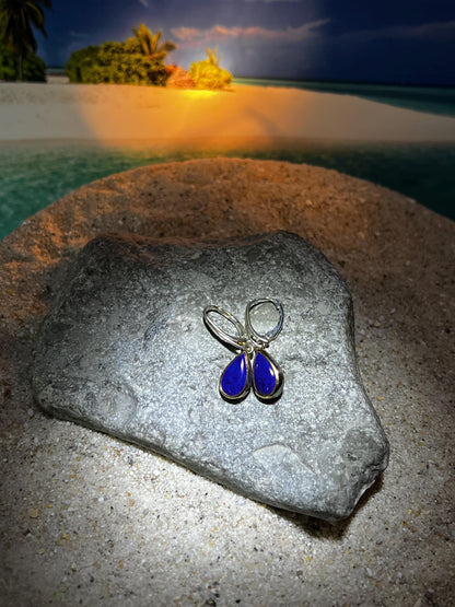 Wochenend Preis  Lapis Lazuli Sterligsilber Ohrringe in 18kt Goldvermeil Fassung