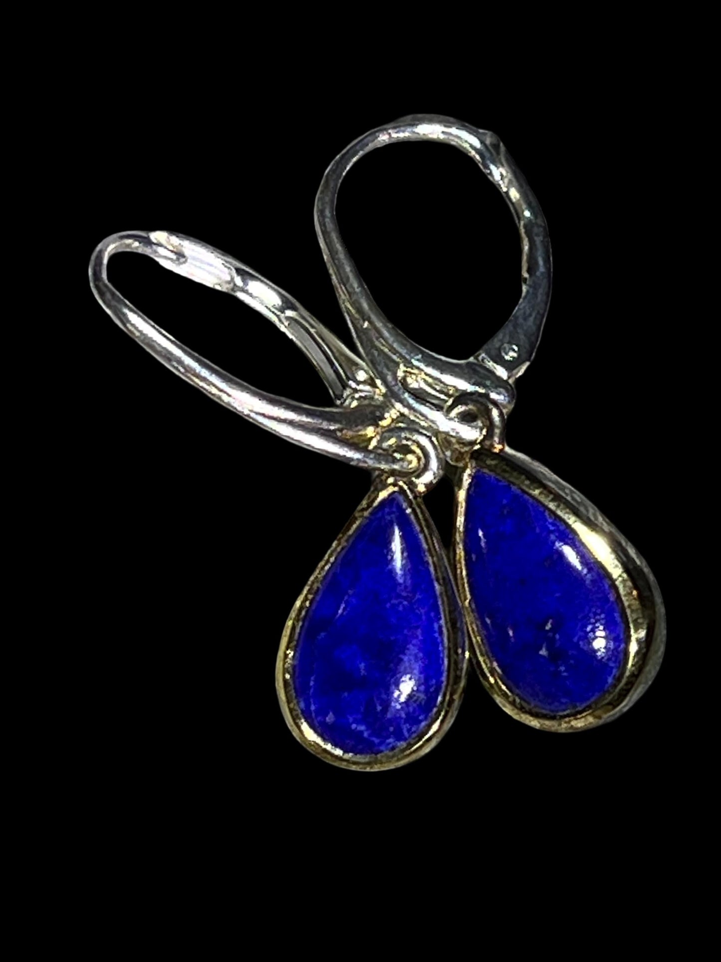 Wochenend Preis  Lapis Lazuli Sterligsilber Ohrringe in 18kt Goldvermeil Fassung