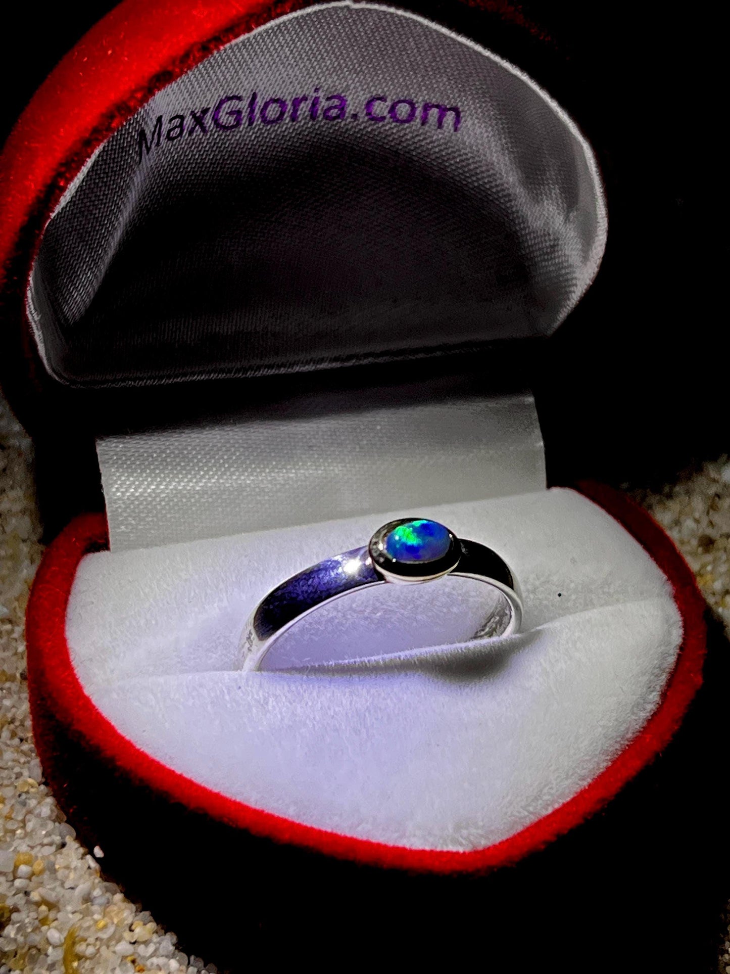 Coober Pedy Schwarz, Opal Ring