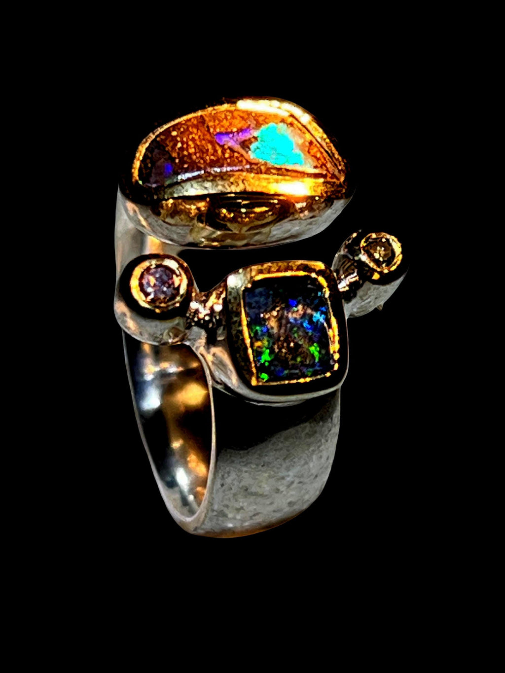 Opal Kombination Sterling Silber in Goldvermeil Fassung 5micron