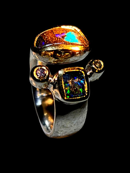 Mein Preis Opal Kombination Sterling Silber in Goldvermeil Fassung 5micron
