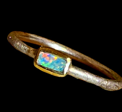 Wochenend Preis  Australischer Opal in 18kt Goldvermeil Sterlinsilberring deutsche Handarbiet