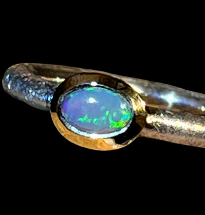 Schwarzopal Minimalist Ring in Silber mit vergoldeter Fassung