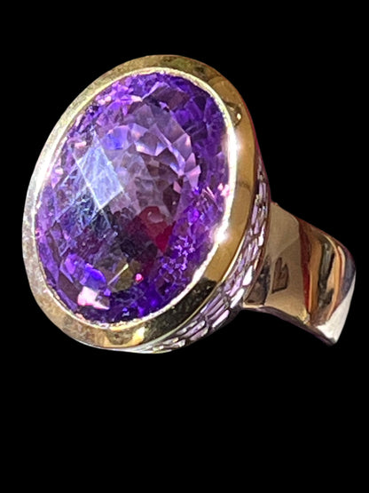 Mein Preis  Natur Lieblingsamethyst in 18Kt Goldvermeil Fassung Ring in Silber