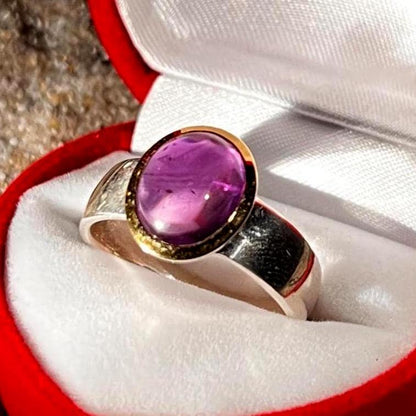 Violett Phantasie Ring in Silber mit teilvergoldeter Fassung