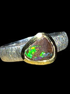 Naturopal aus Andamooka Sterlingsilber mit 18kt Goldvermeil Fassumg