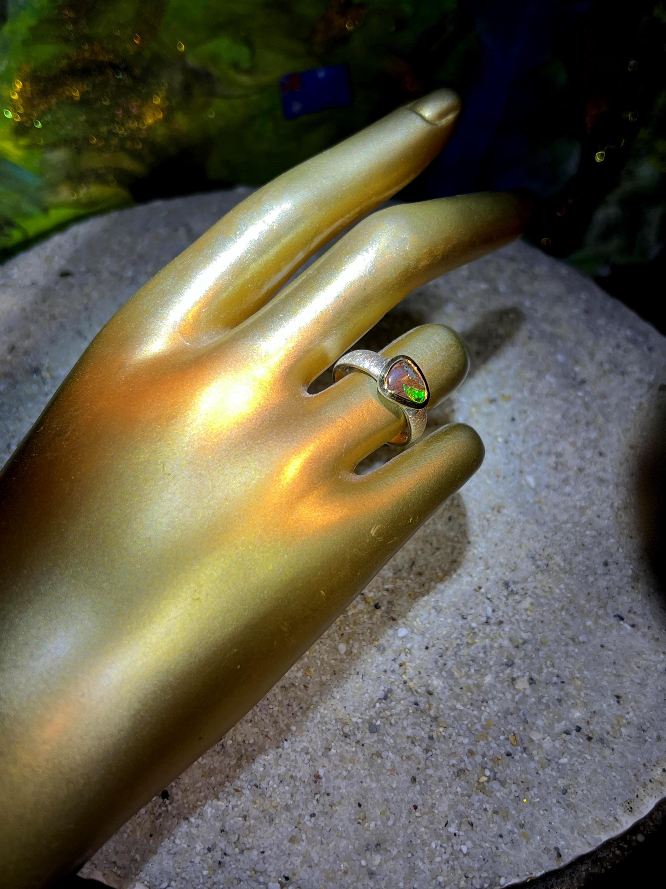 Naturopal aus Andamooka Sterlingsilber mit 18kt Goldvermeil Fassumg