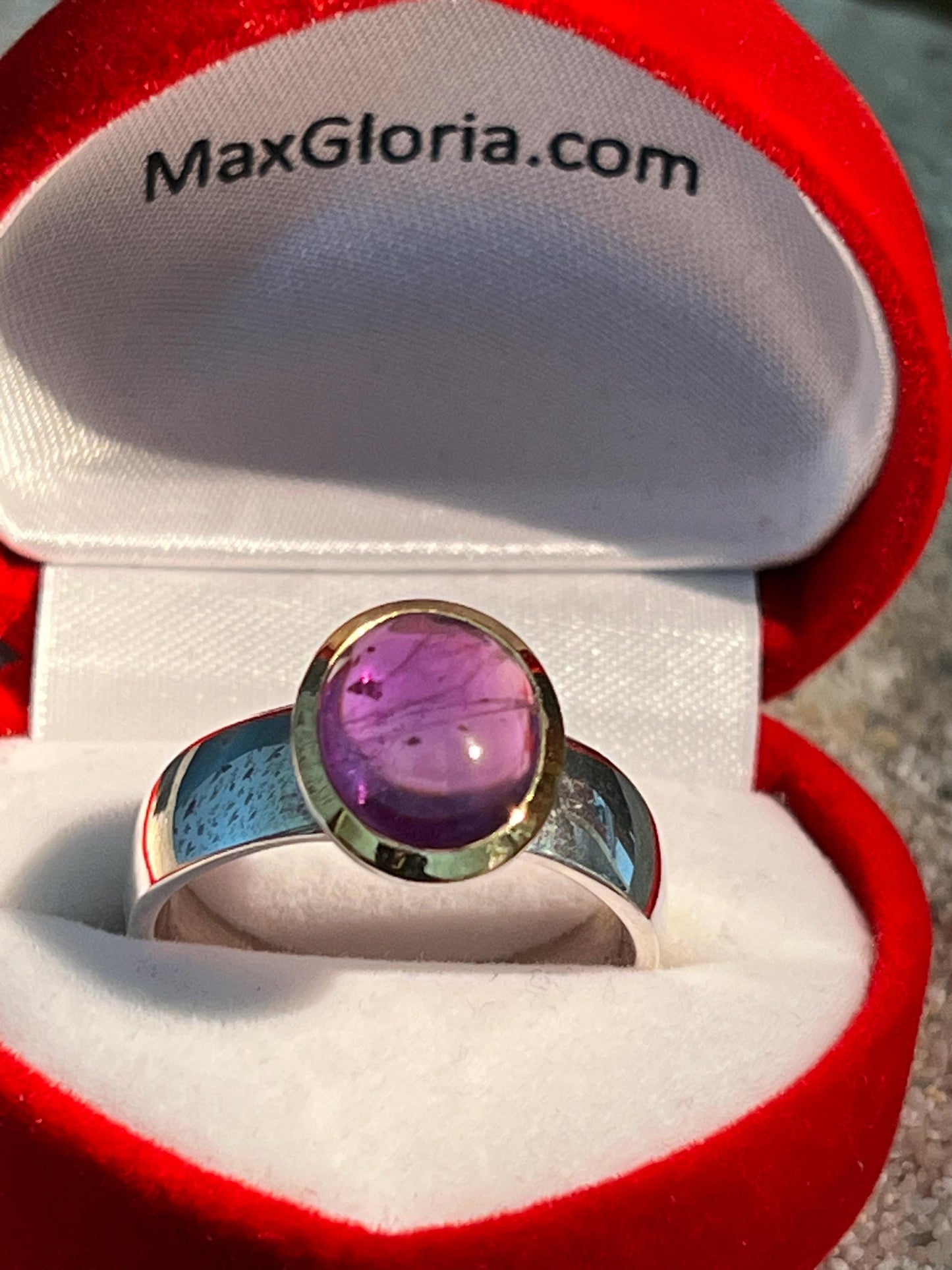 Violett Phantasie Ring in Silber mit teilvergoldeter Fassung