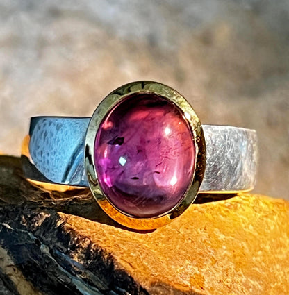 Violett Phantasie Ring in Silber mit teilvergoldeter Fassung