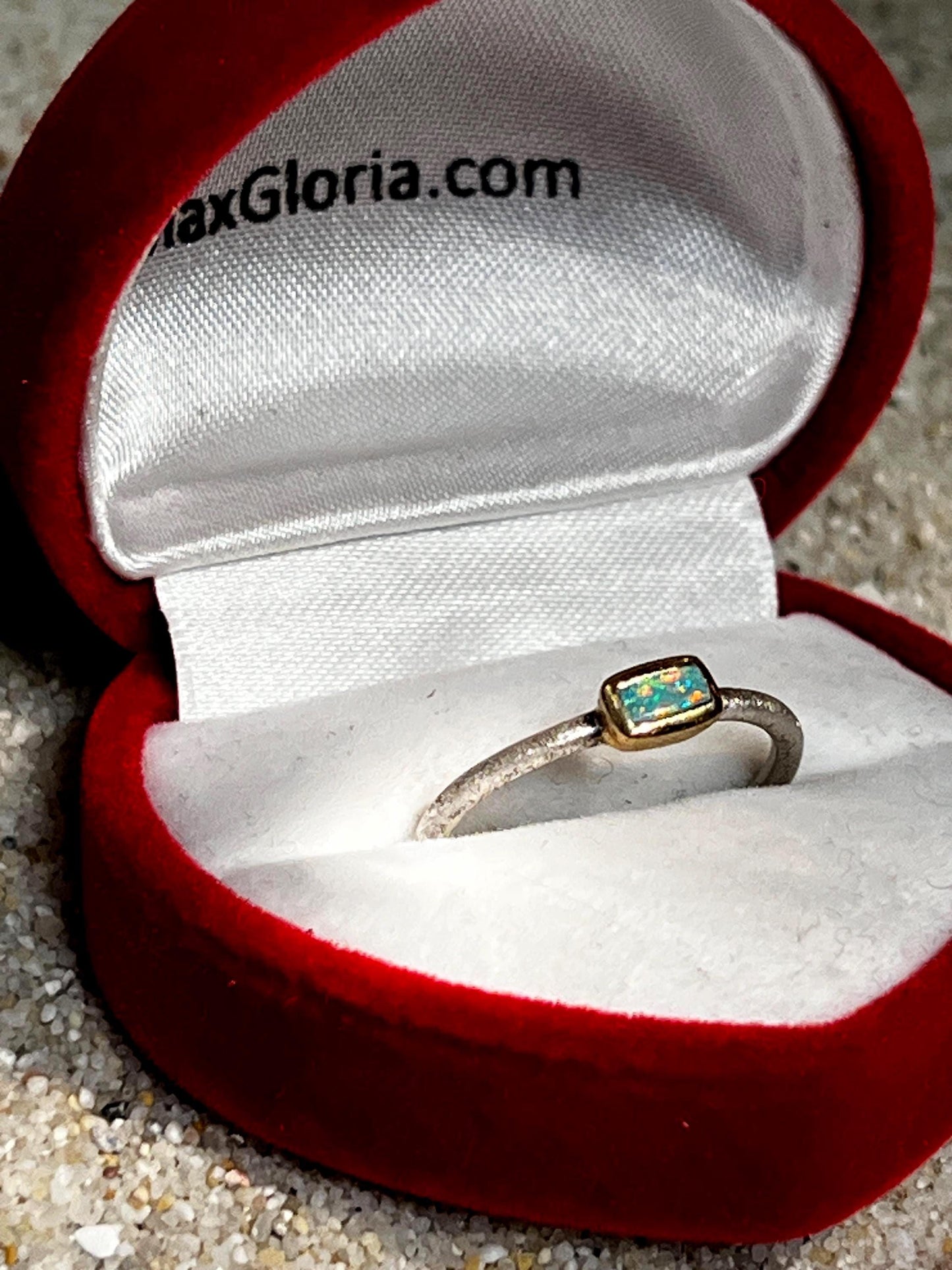 Wochenend Preis  Australischer Opal in 18kt Goldvermeil Sterlinsilberring deutsche Handarbiet