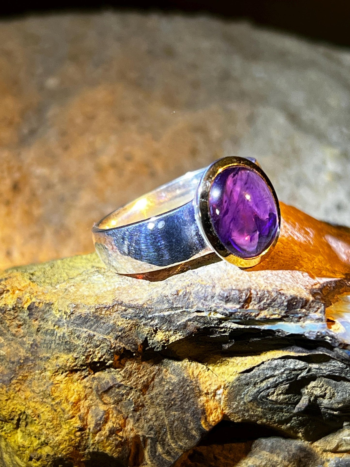 Violett Phantasie Ring in Silber mit teilvergoldeter Fassung