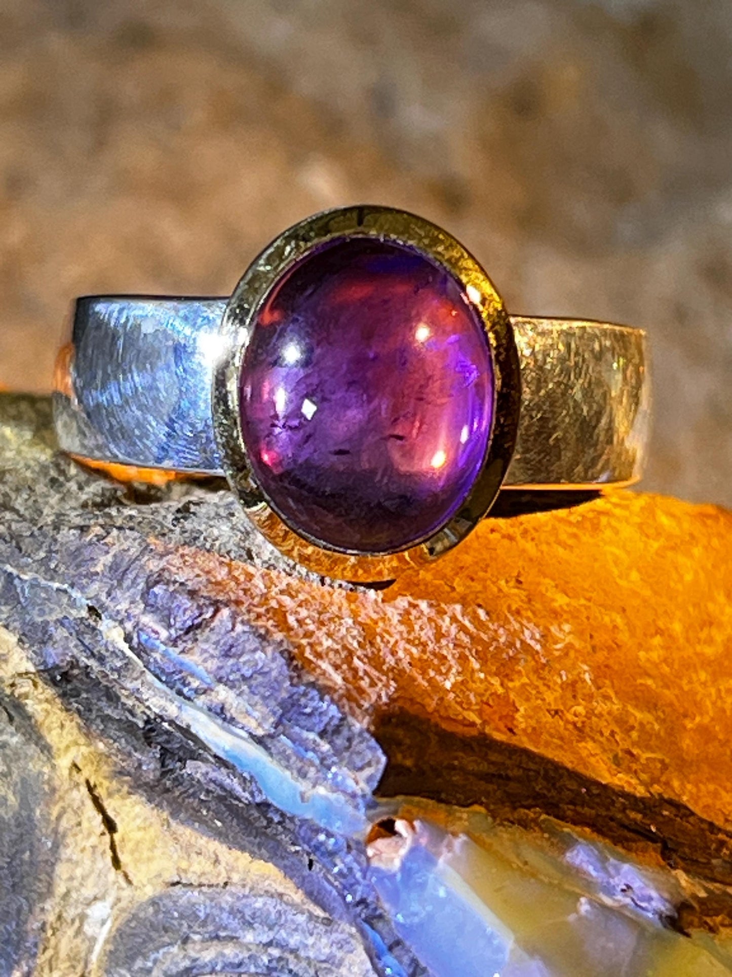 Violett Phantasie Ring in Silber mit teilvergoldeter Fassung
