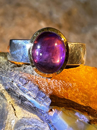 Violett Phantasie Ring in Silber mit teilvergoldeter Fassung