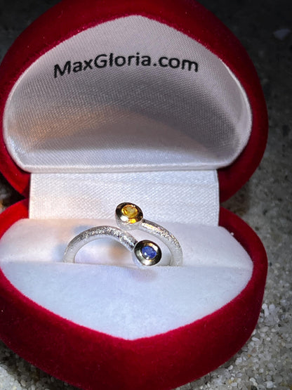 Mein Preis  Tansanit und Turmalin  Sterling Silberring Gold Vermeil 5micron deutsche Qualitätsarbeit