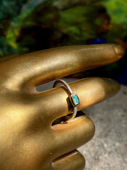 Wochenend Preis  Australischer Opal in 18kt Goldvermeil Sterlinsilberring deutsche Handarbiet
