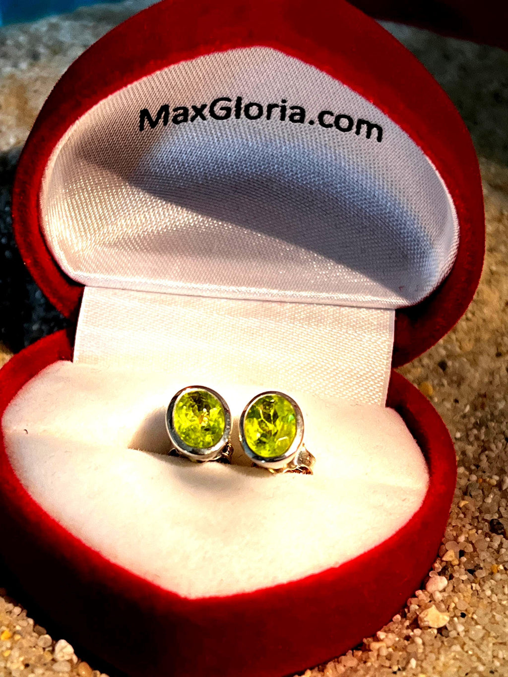 Natürliche Peridot Ohrstecker in Sterling Silber