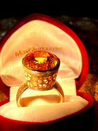 39 ct Citrin  Sterlingsilber Ring mit Goldvermeil Fassung