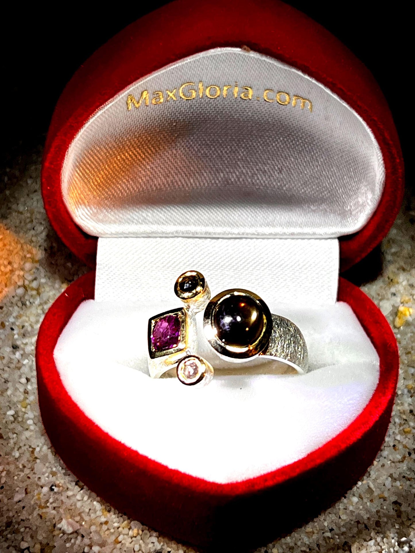 Sternsaphir Amethyst 18kt Goldvermeilfassung Sterlingsilberring
