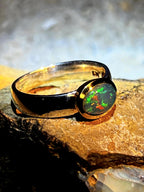 Schwarzopal aus New South Wales 18kt Goldvermeilfassun Sterlingsilberring deutsche Qualität