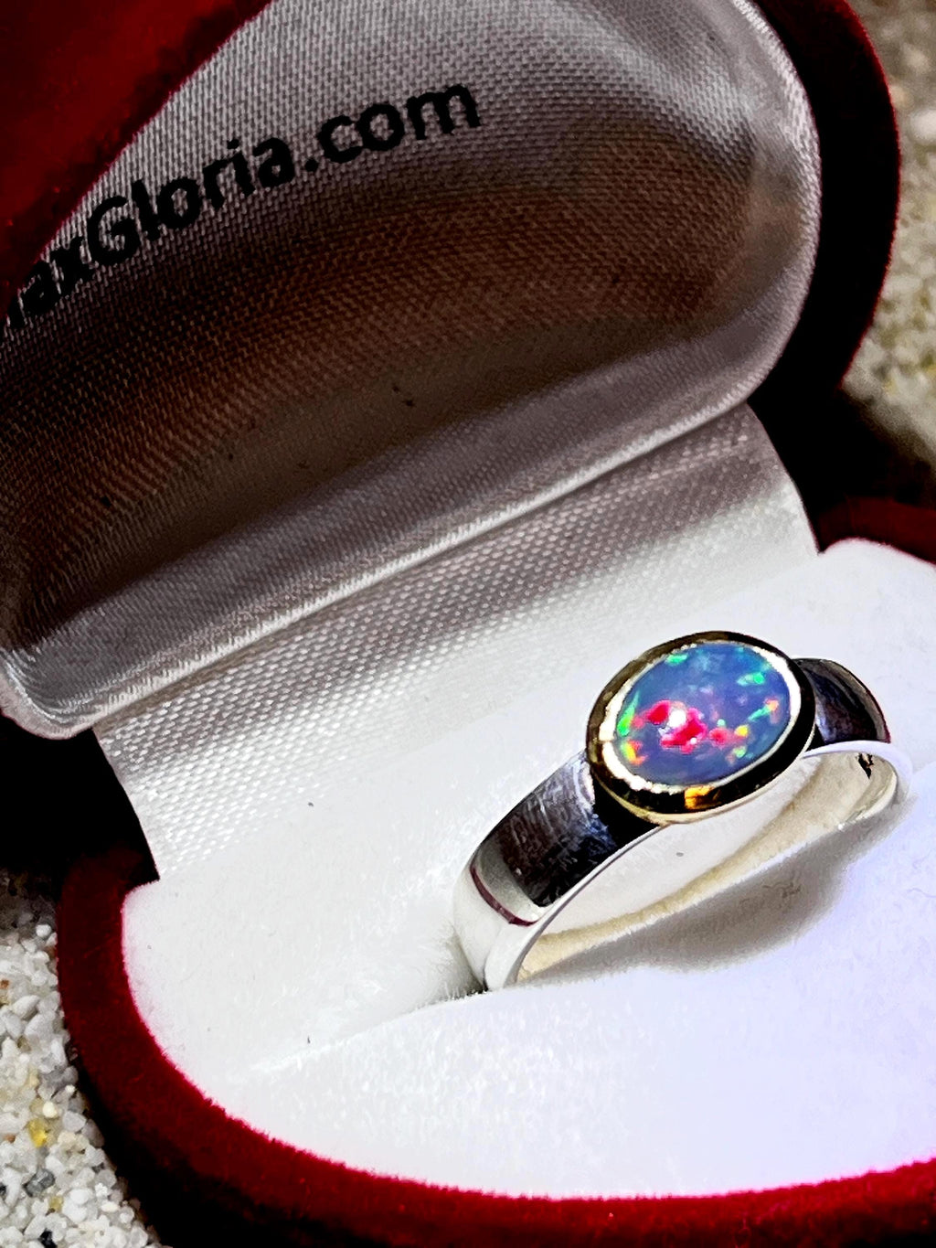 Schwarzopal aus New South Wales 18kt Goldvermeilfassun Sterlingsilberring deutsche Qualität