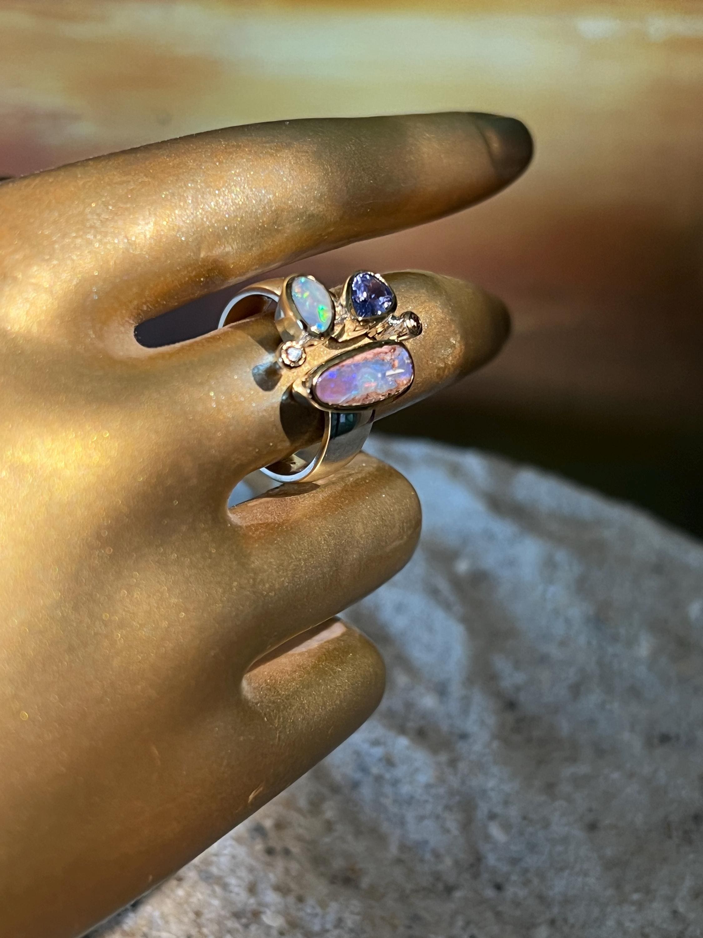 Wundervolle Opaltraum Kombination in Sterlingsilber und 18Kt Gold Vermeil Fassung deutsche Handarbeit