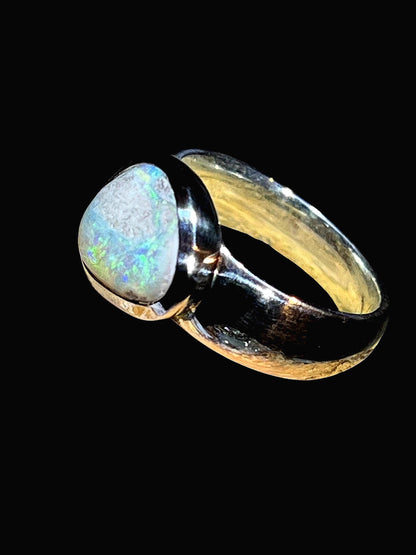 Boulder Opal l  in 18 kt Goldvermeil Fassung  Sterlingsilberring