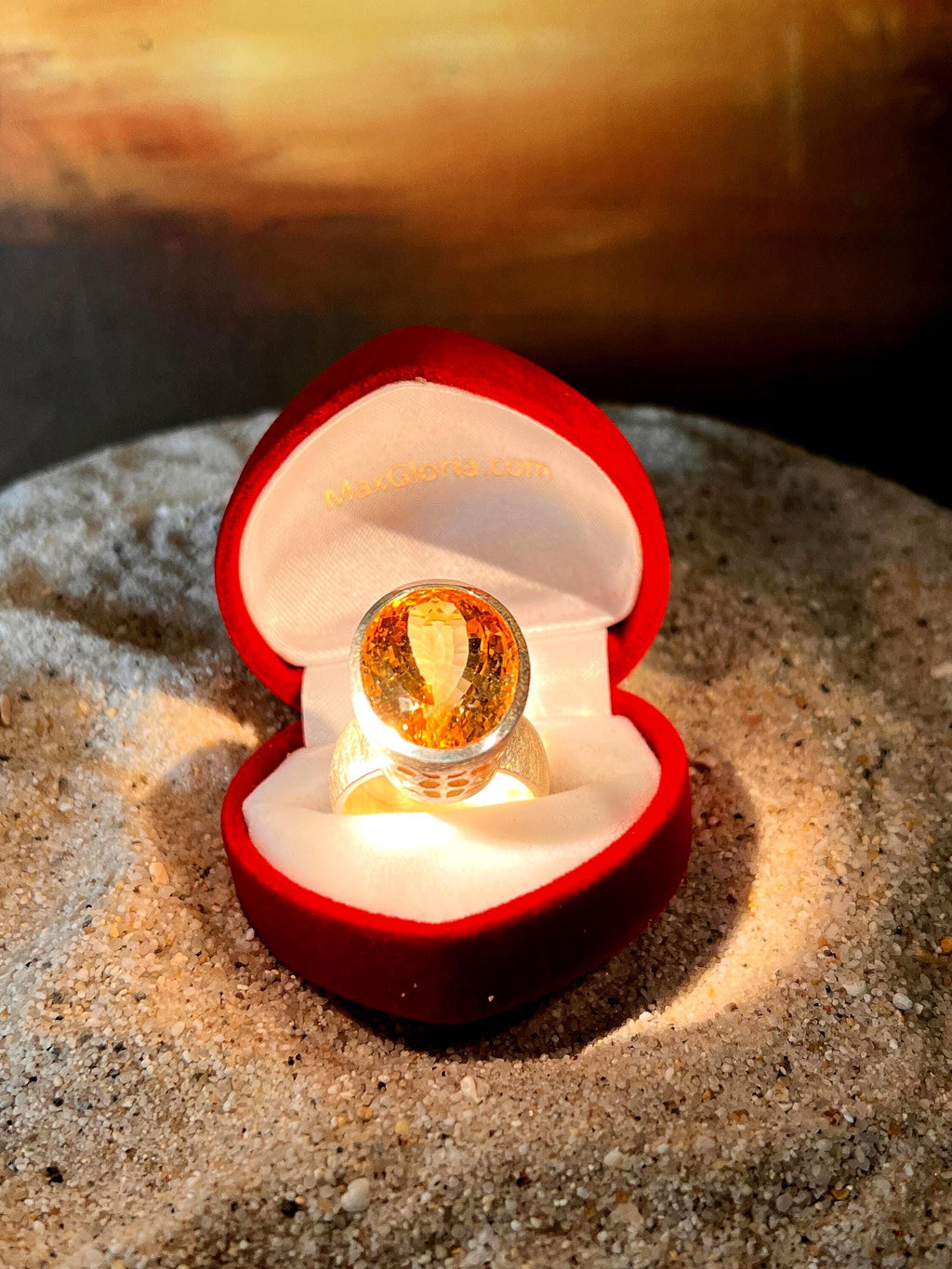39 ct Citrin  Sterlingsilber Ring mit Goldvermeil Fassung