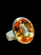 39 ct Citrin  Sterlingsilber Ring mit Goldvermeil Fassung