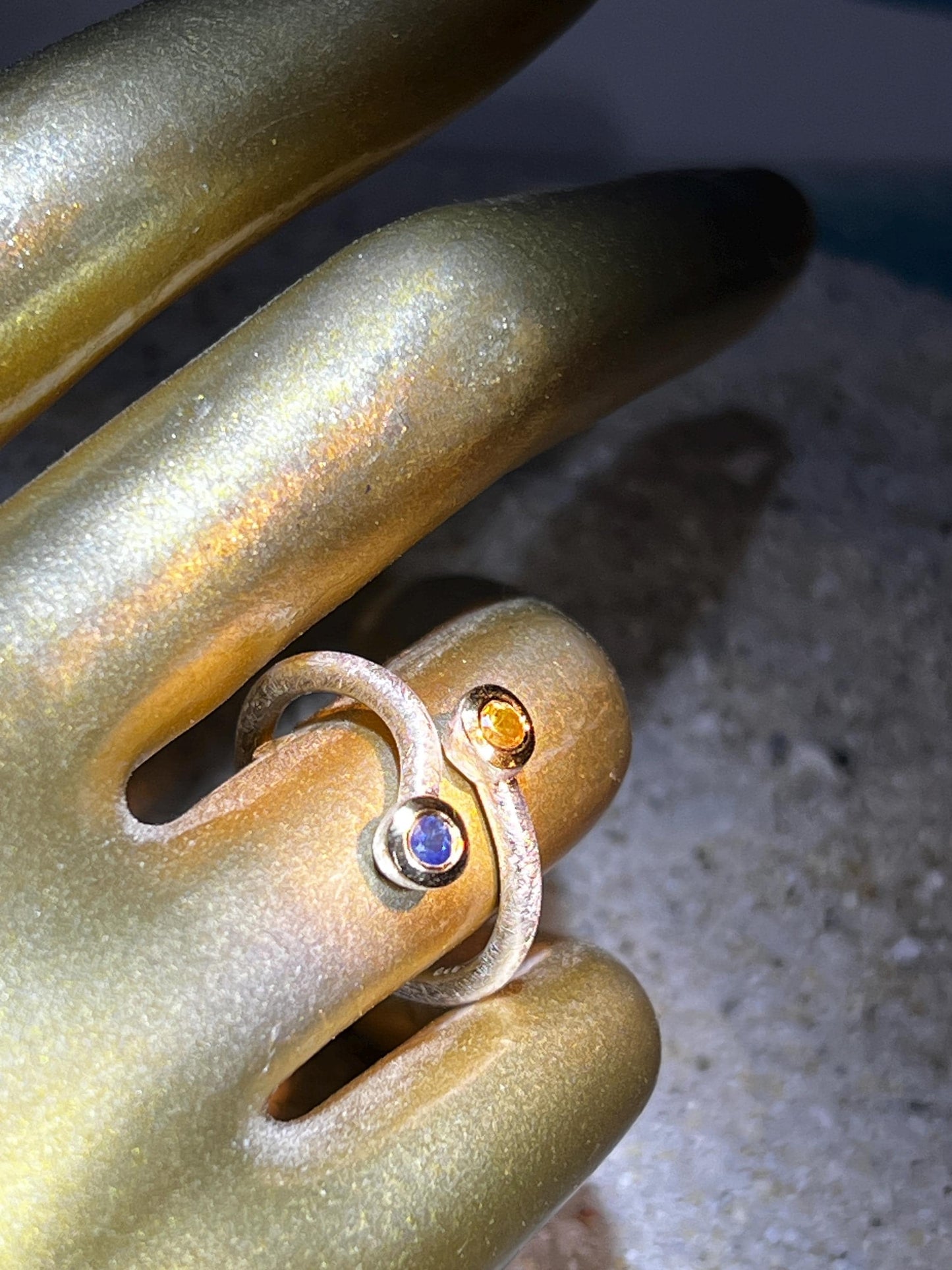 Mein Preis  Tansanit und Turmalin  Sterling Silberring Gold Vermeil 5micron deutsche Qualitätsarbeit