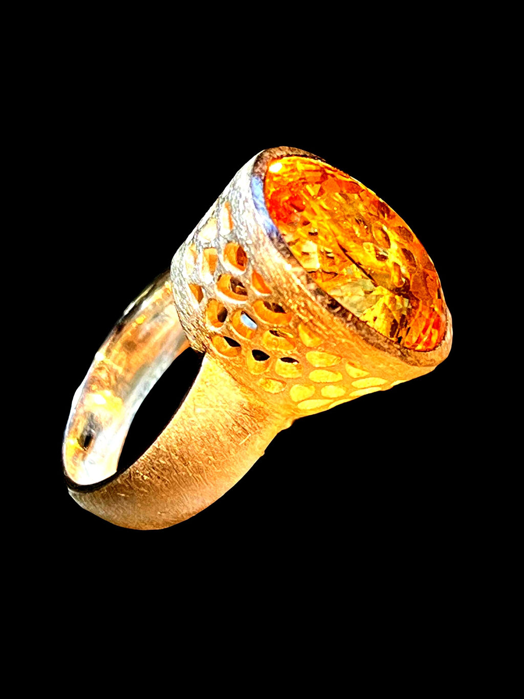 39 ct Citrin  Sterlingsilber Ring mit Goldvermeil Fassung