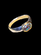 Schwarzopal Tagespreis  Sterlingsilberring mit18kt Goldvermeil Fassung deutsche Handarbeit