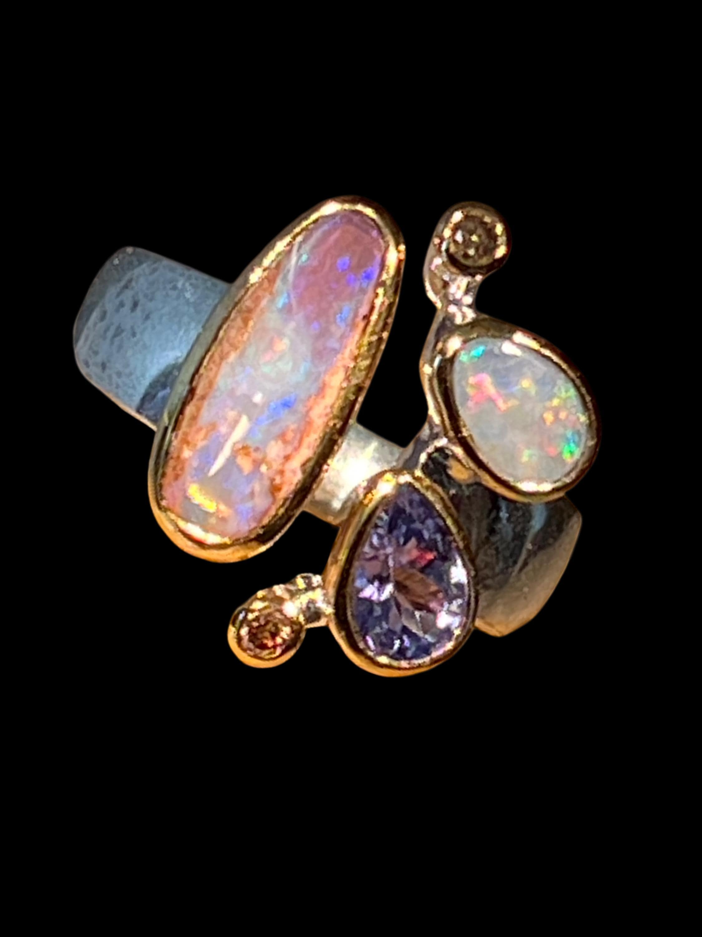 Wundervolle Opaltraum Kombination in Sterlingsilber und 18Kt Gold Vermeil Fassung deutsche Handarbeit